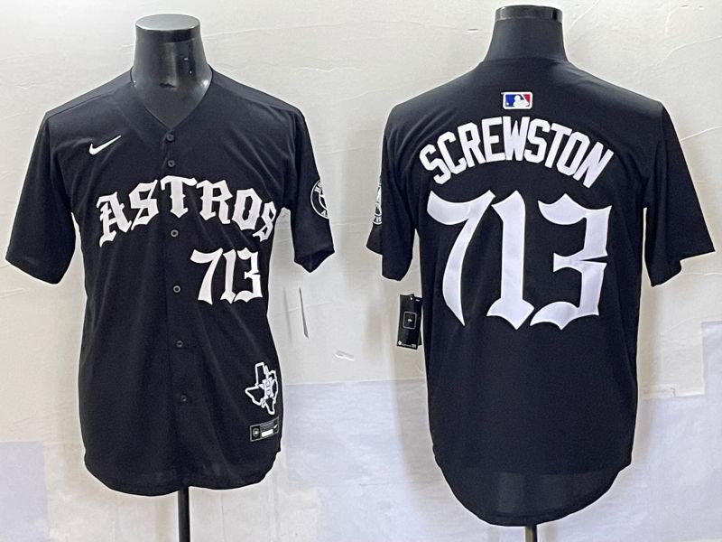 Men 2025 Houston Astros 713 Screwston Black Seven generations Joint Name Nike MLB Jersey style 8->houston astros->MLB Jersey